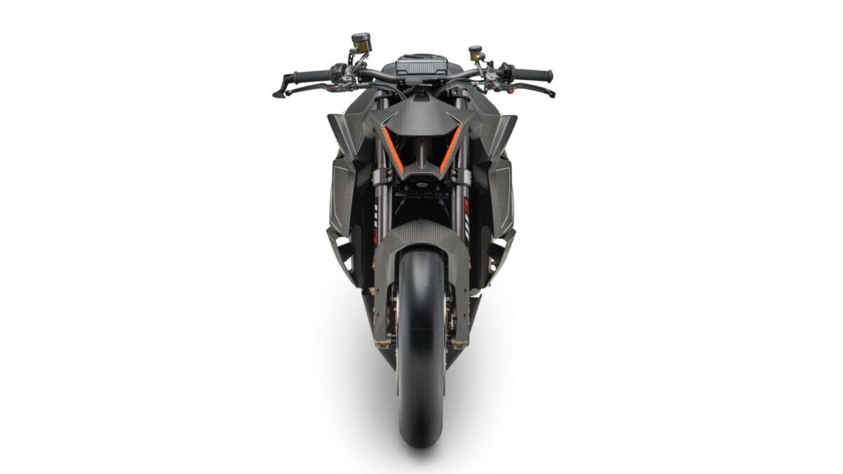 hypernaked KTM piste face avant sans phare carénage carbone position attaque